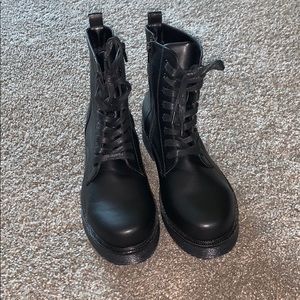 Black combat boots